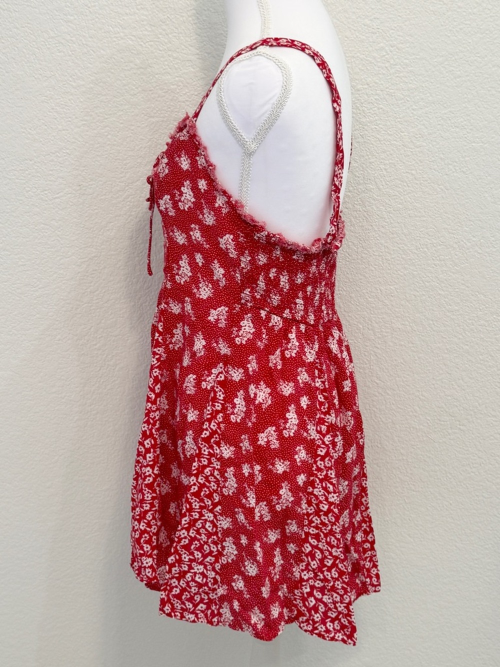 Free People Don't Dare Red Mixed Floral Print Mini Slip Dress - Picture 6 of 8